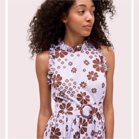 Kate Spade New York Flora Spade Midi Dress Frozen Lilac Size 12 - Picture 2 of 7